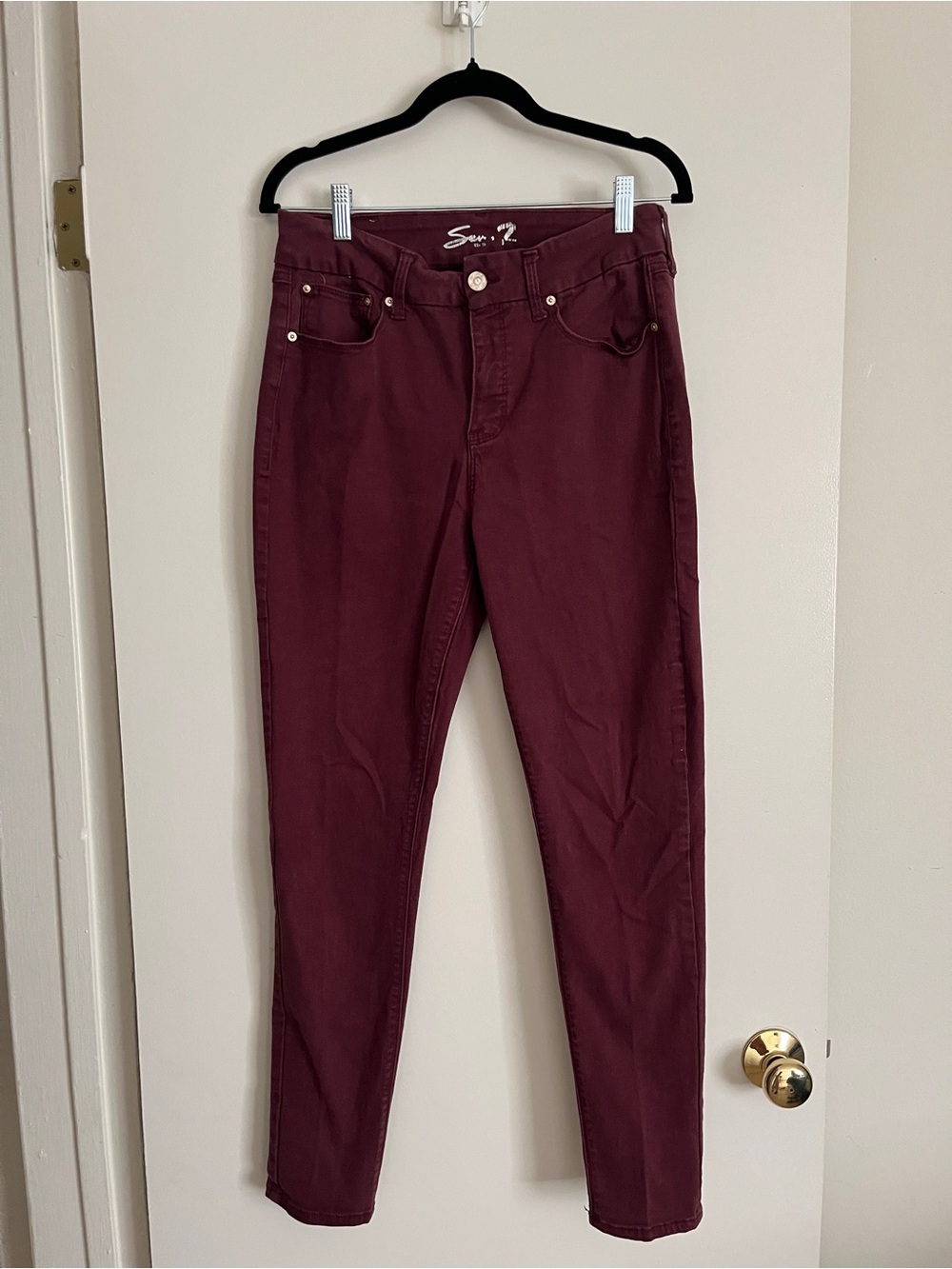 Seven7 Women's Wine Skinny Jeans